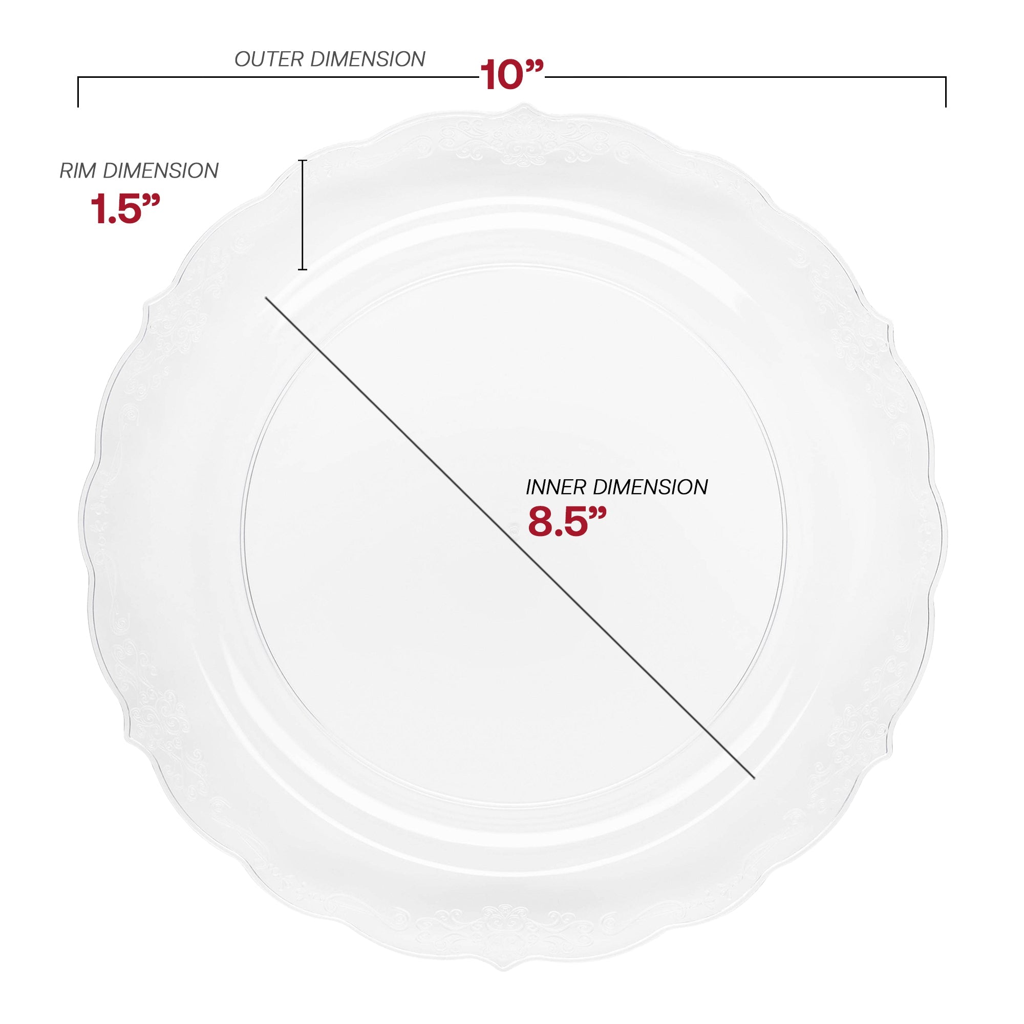 Clear Vintage Round Disposable Plastic Dinnerware Value Set