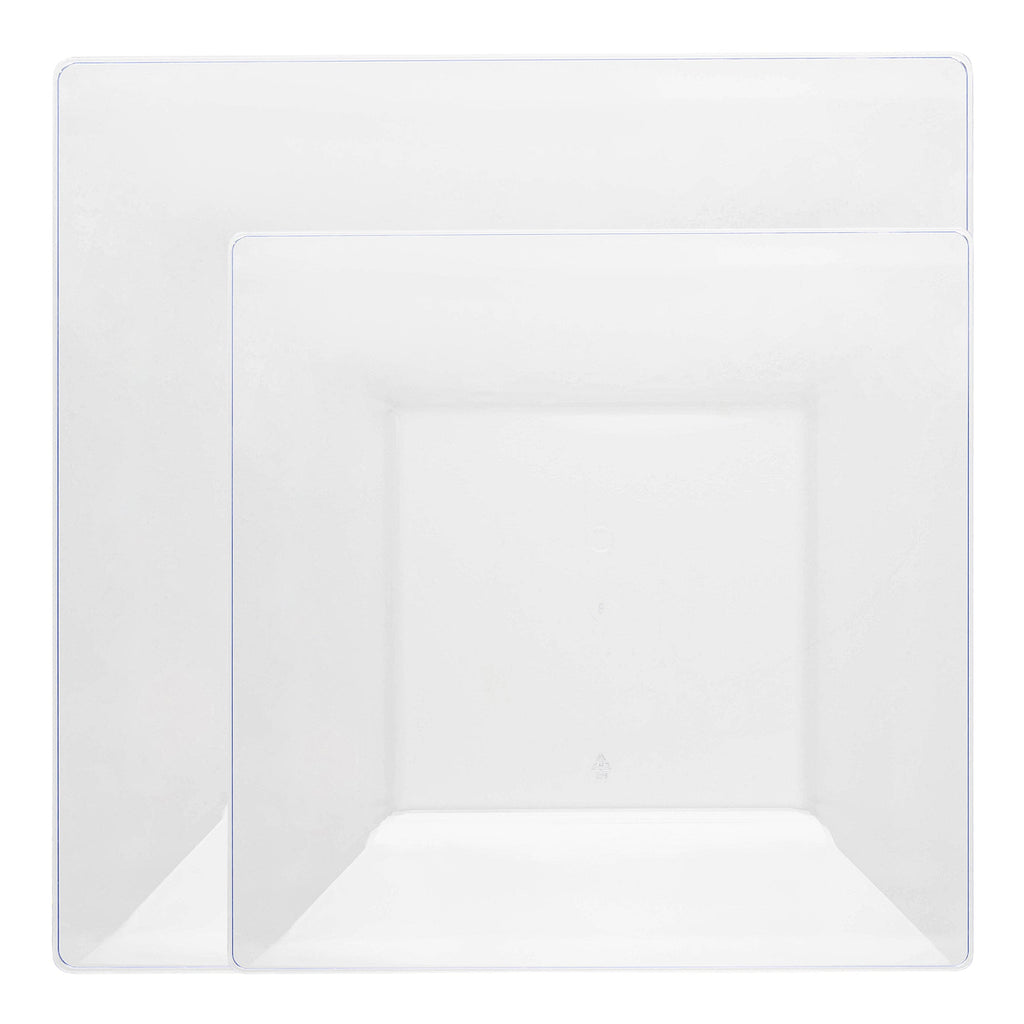 Clear Square Plastic Dinnerware Value Set