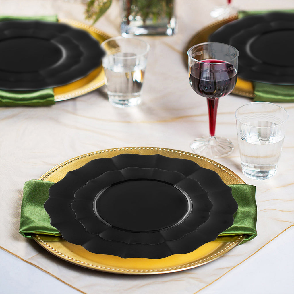 Black Round Lotus Plastic Wedding Value Set