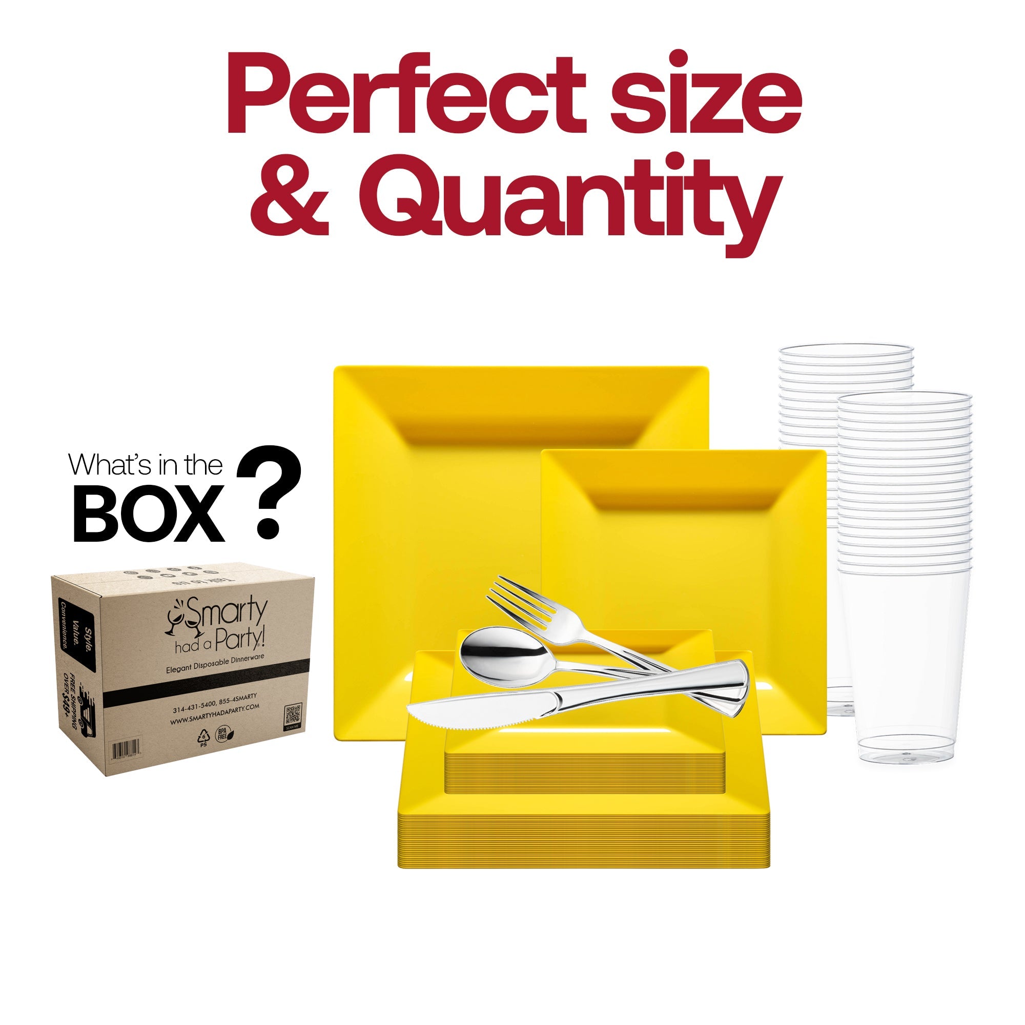 Yellow Square Plastic Wedding Value Set