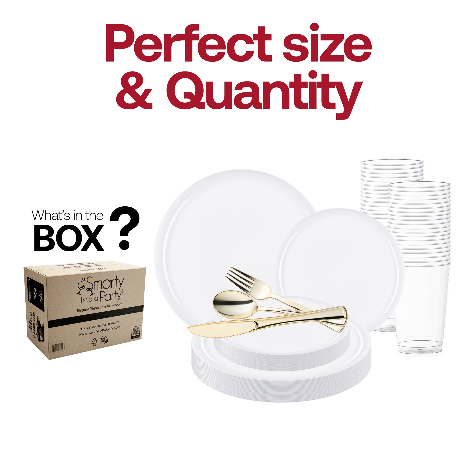White Flat Round Disposable Plastic Wedding Value Set
