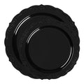 Black Vintage Rim Round Disposable Plastic Dinnerware Value Set