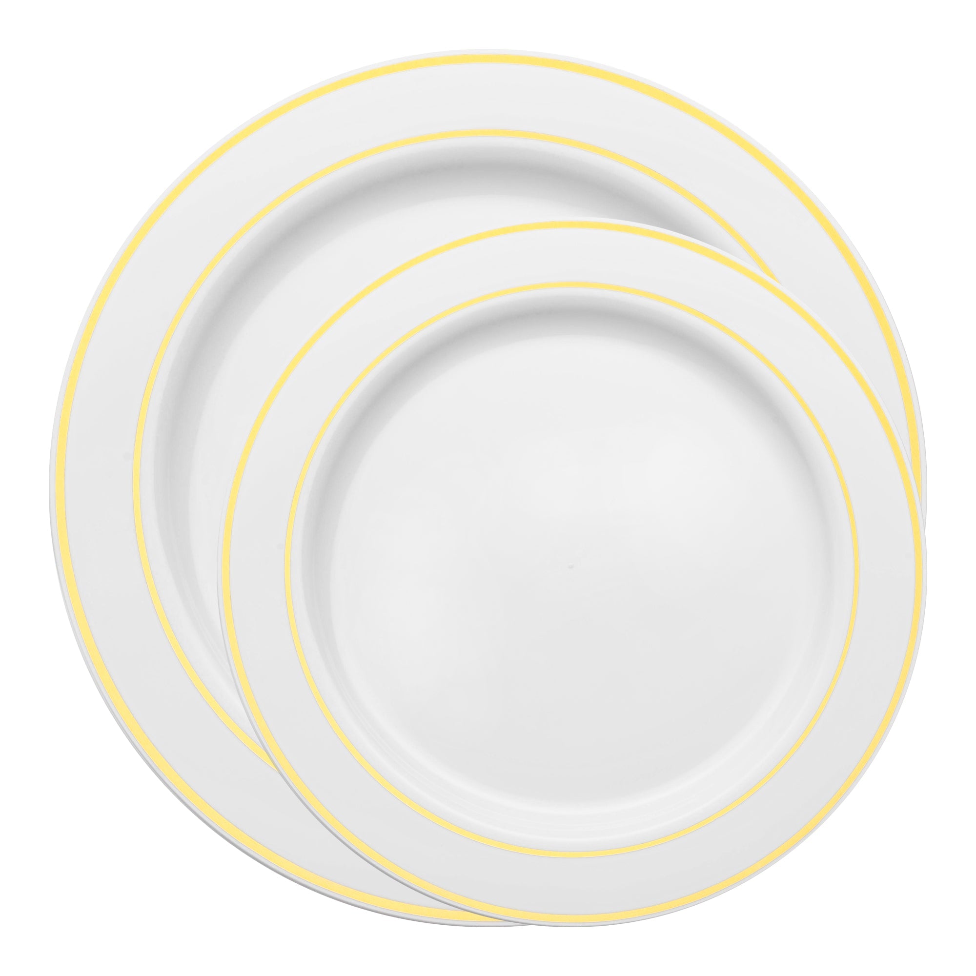White with Gold Edge Rim Plastic Dinnerware Value Set