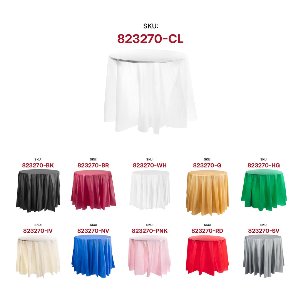 Clear Round Disposable Plastic Tablecloths (84")