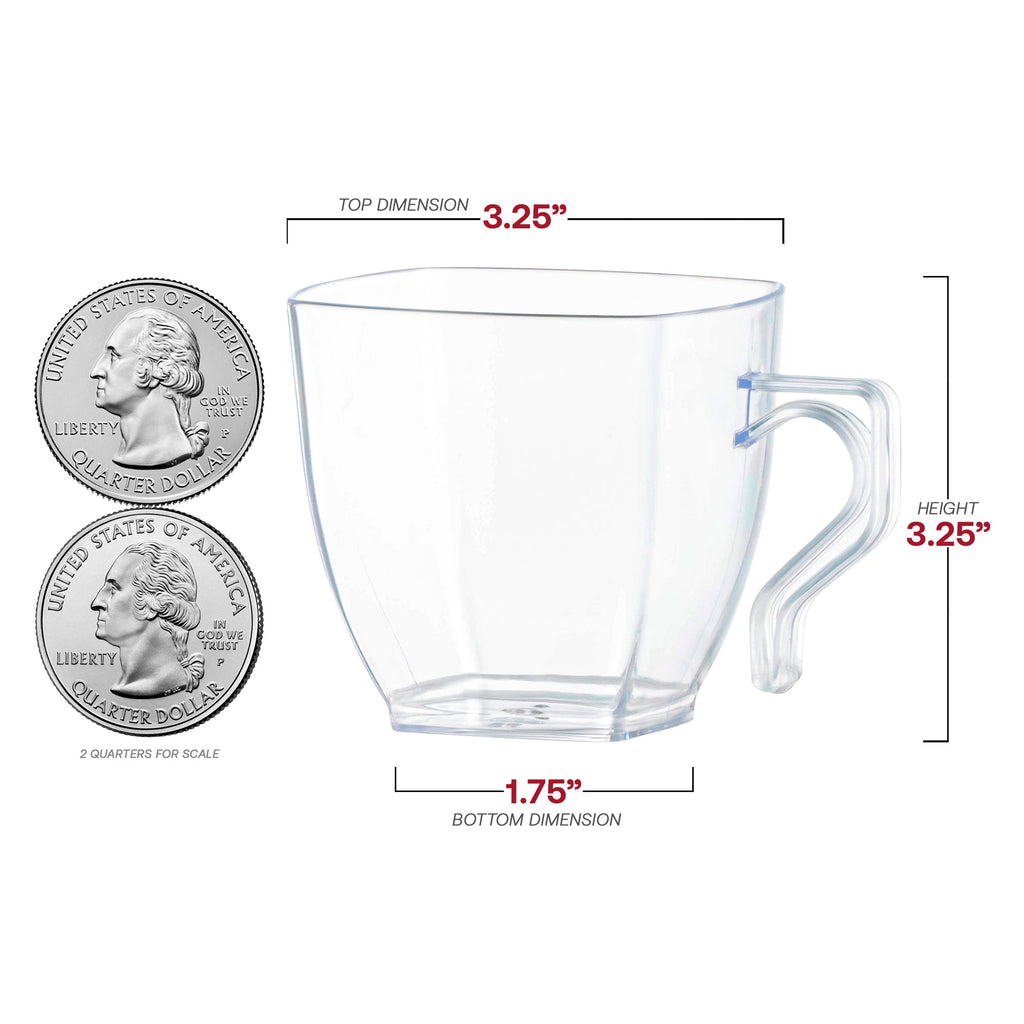 Clear Square Plastic Coffee Mugs (8 oz. )