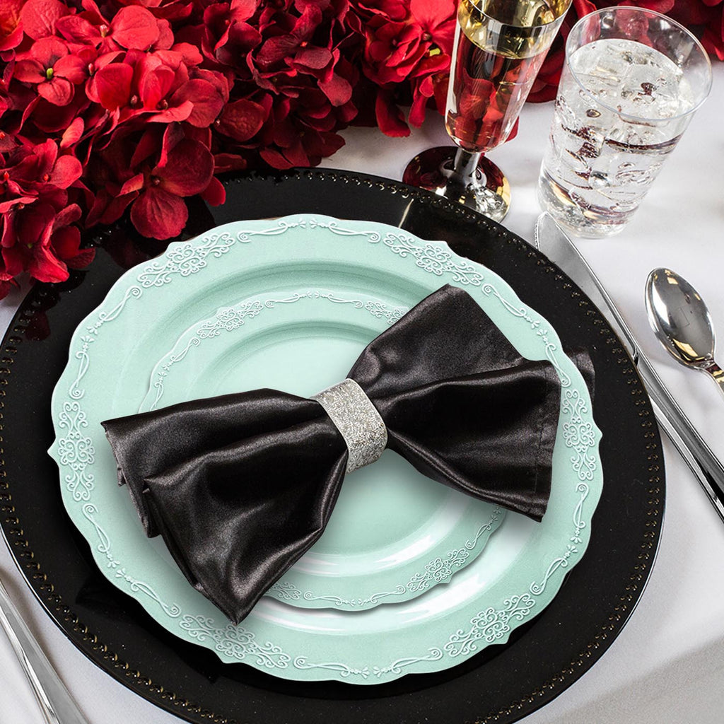 Turquoise Vintage Round Disposable Plastic Dinner Plates (10")