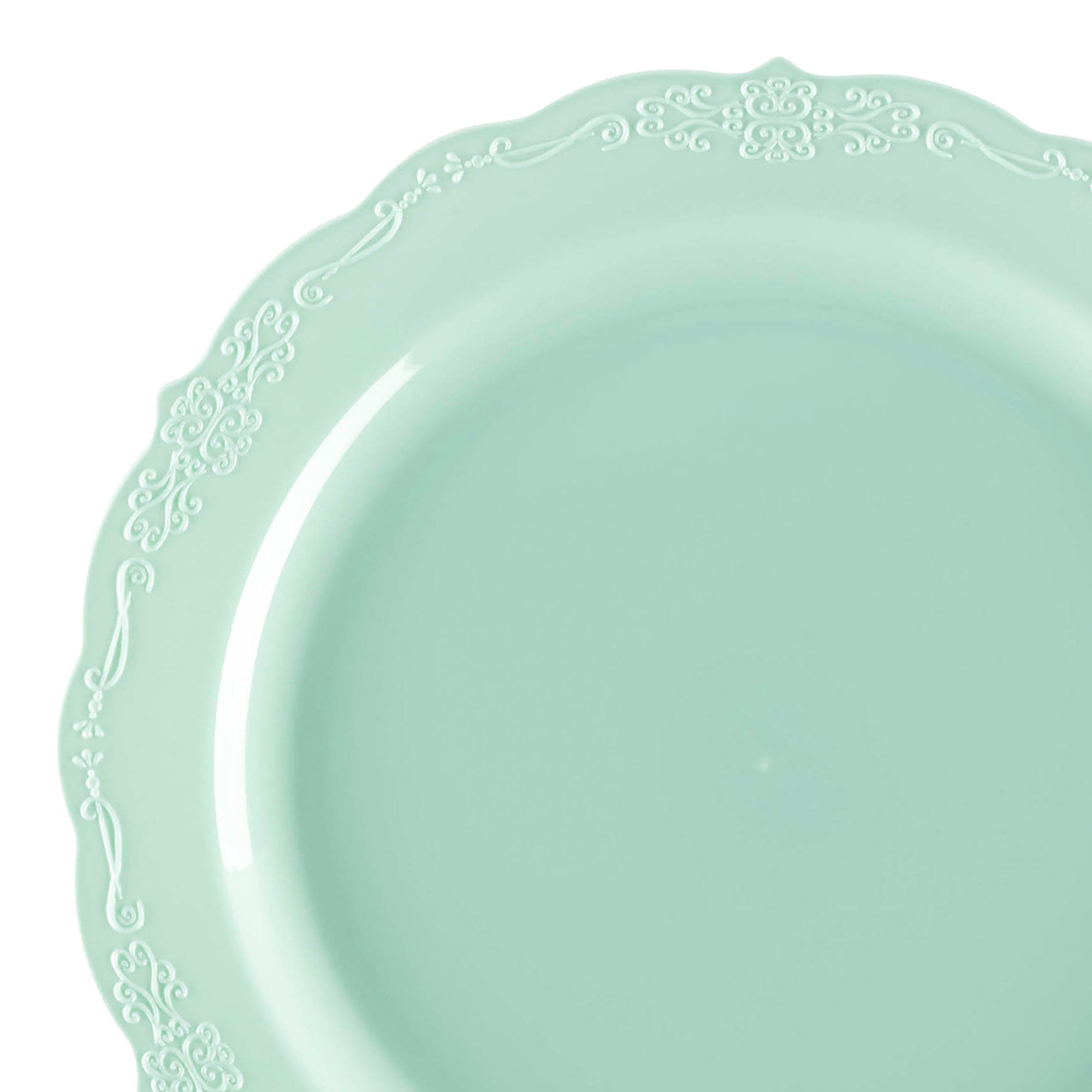 Turquoise Vintage Round Disposable Plastic Appetizer/Salad Plates (7.5")
