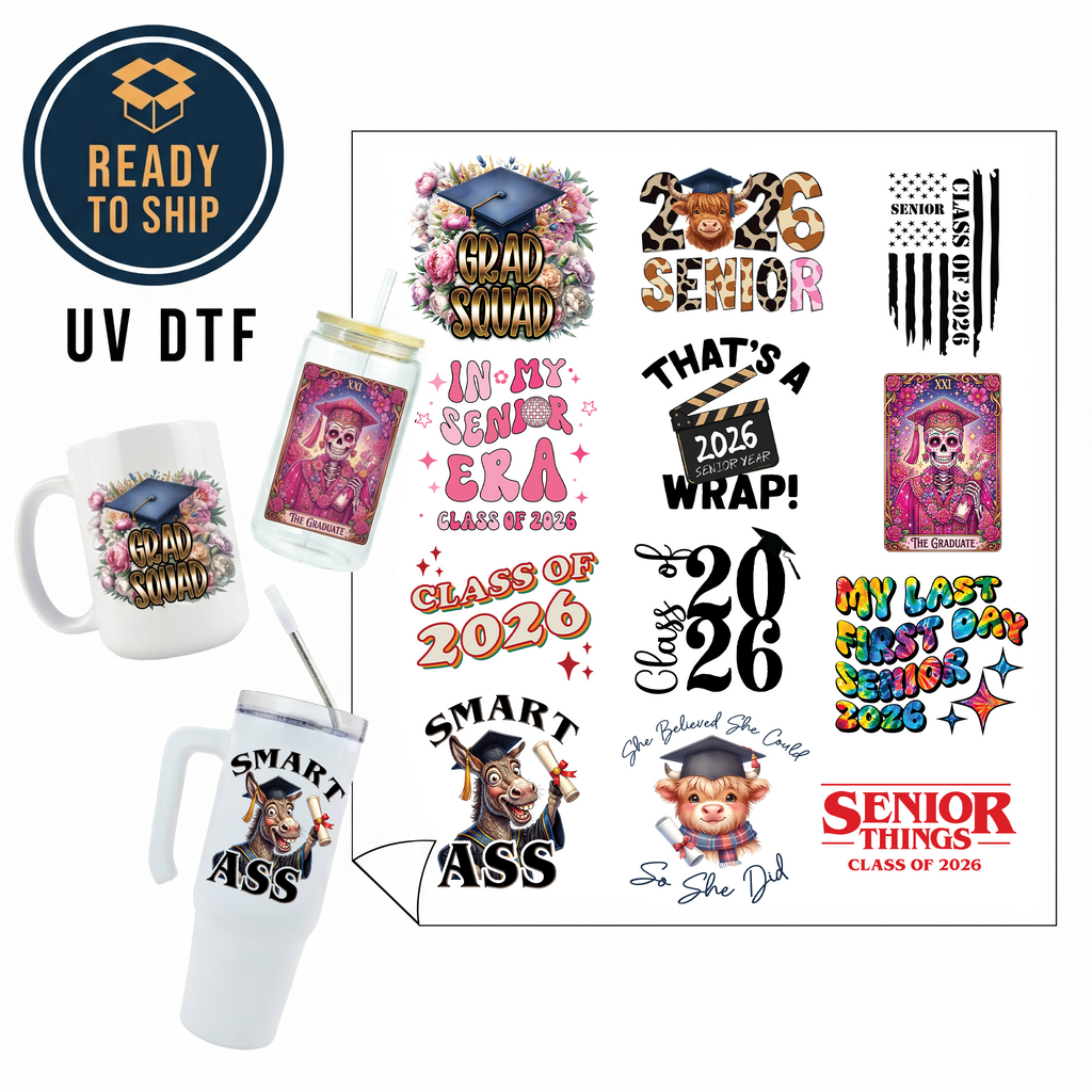 Assorted UV DTF Multi-Use Gang Sheet - Graduation 2026