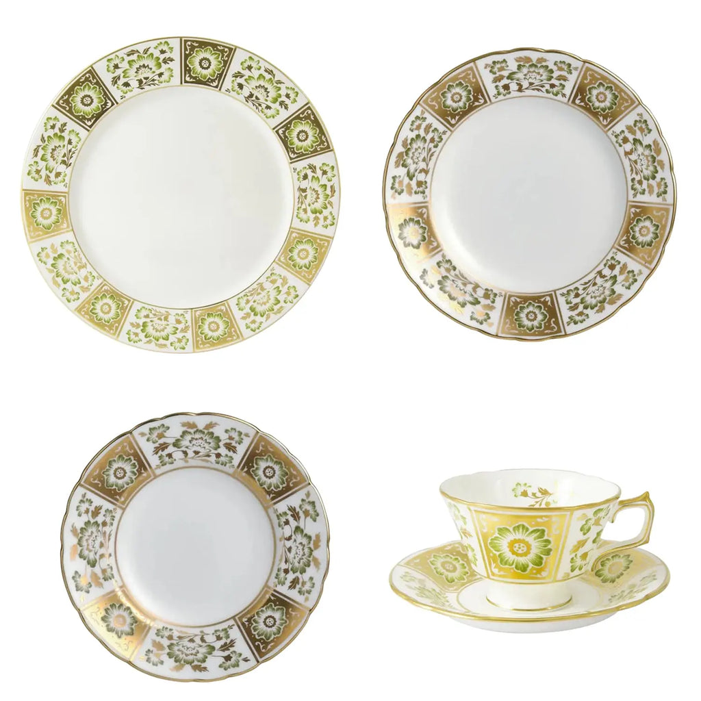 Royal Crown Derby Green Panel 30pc Dinner Set (1)