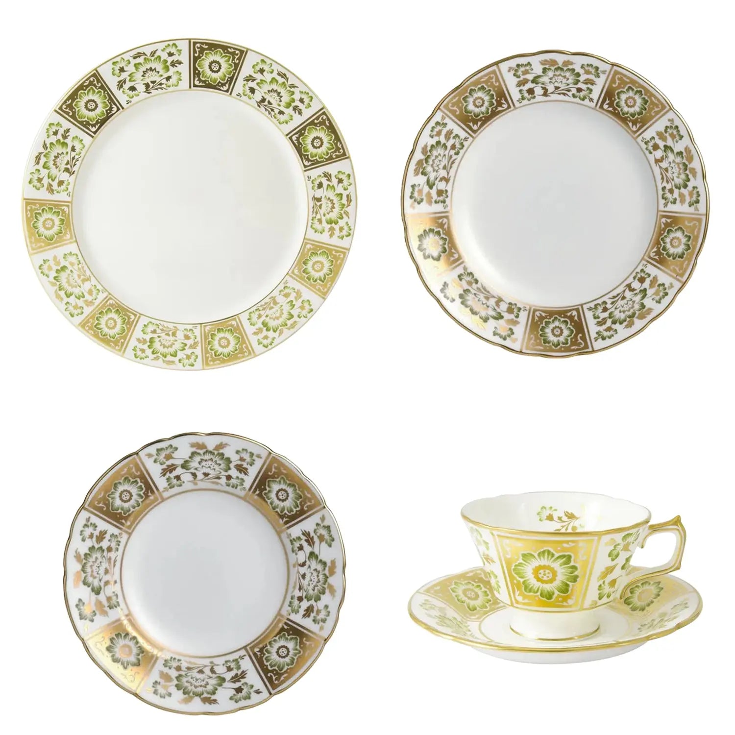 Royal Crown Derby Green Panel 30pc Dinner Set (1)