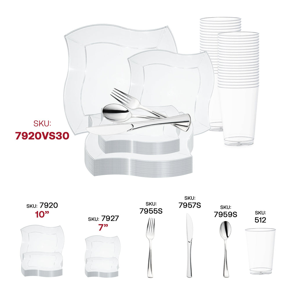 Clear Wave Plastic Wedding Value Set