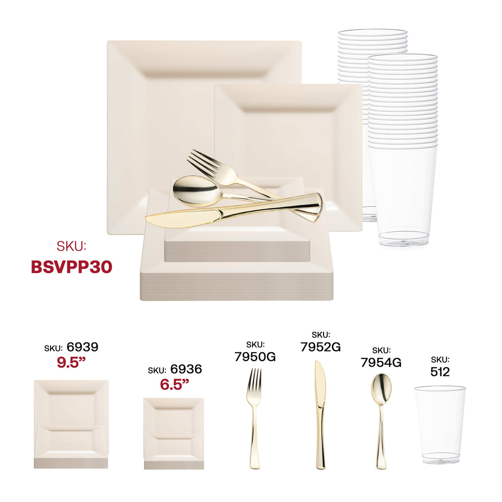 Ivory Square Plastic Wedding Value Set