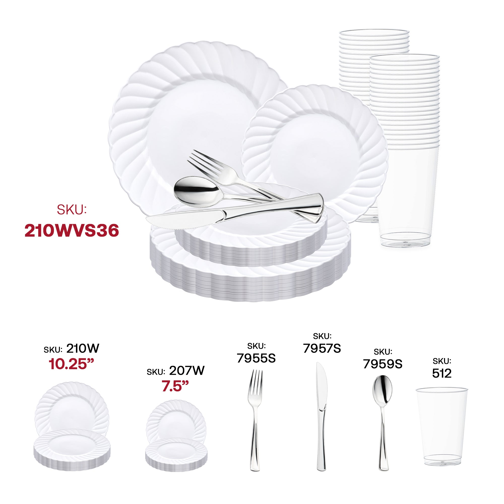 White Flair Plastic Wedding Value Set