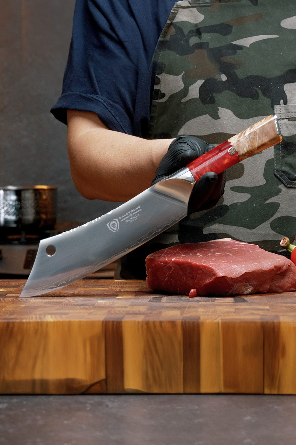 Chef & Cleaver Crixus Knife 8" | Red Handle | Valhalla Series | Dalstrong ©