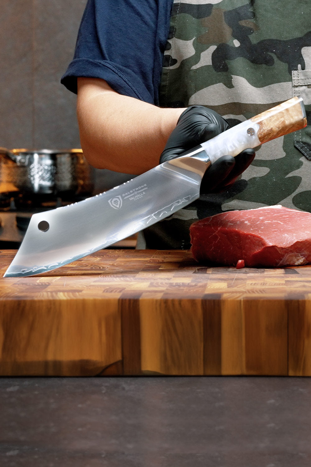 Chef & Cleaver Crixus Knife 8" | White Handle | Valhalla Series | Dalstrong ©