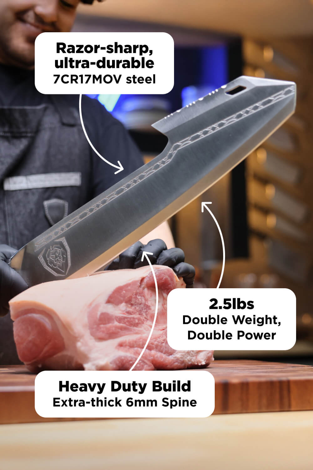 Annihilator Meat Cleaver with Stand 14" | Valhalla Series | Dalstrong ©