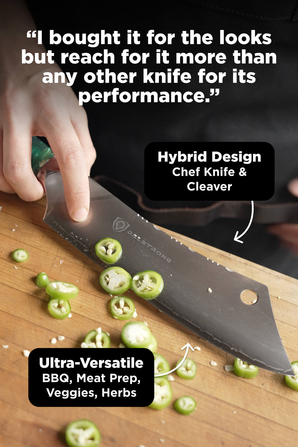 Chef & Cleaver Crixus Knife 8" | Green Handle | Valhalla Series | Dalstrong ©