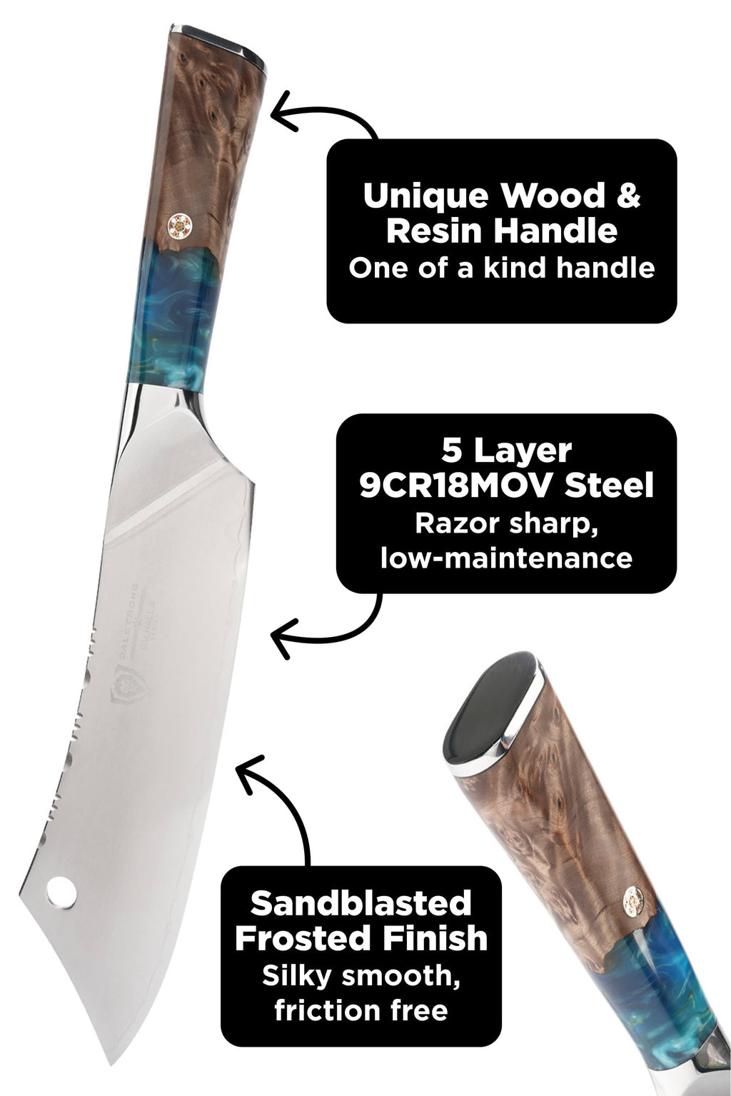 Chef & Cleaver Crixus Knife 8" | Green Handle | Valhalla Series | Dalstrong ©