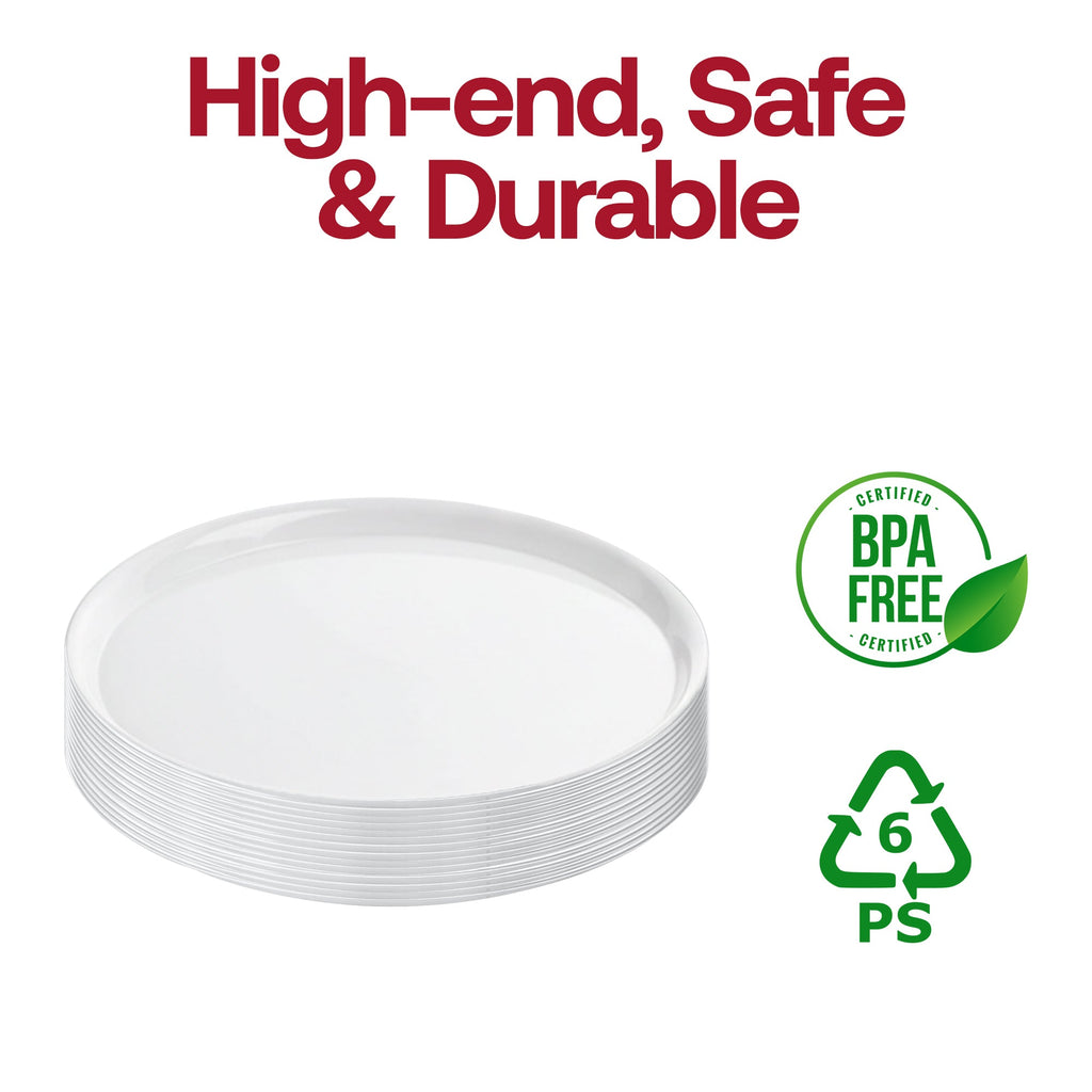 14" White Round Plastic Trays