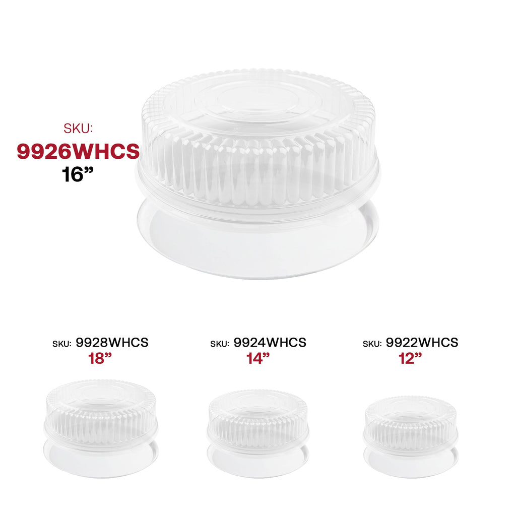 16" White Round Plastic Trays with Lids