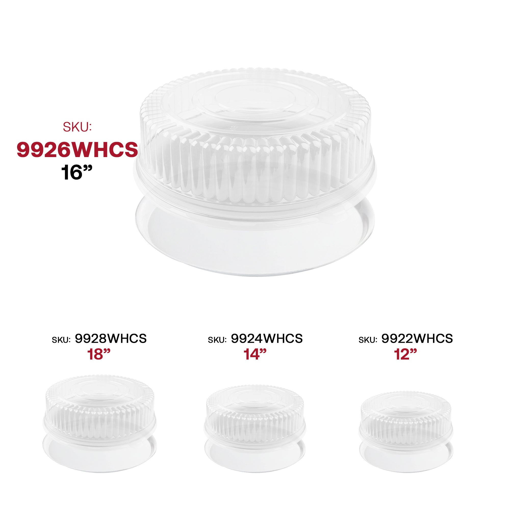 16" White Round Plastic Trays with Lids