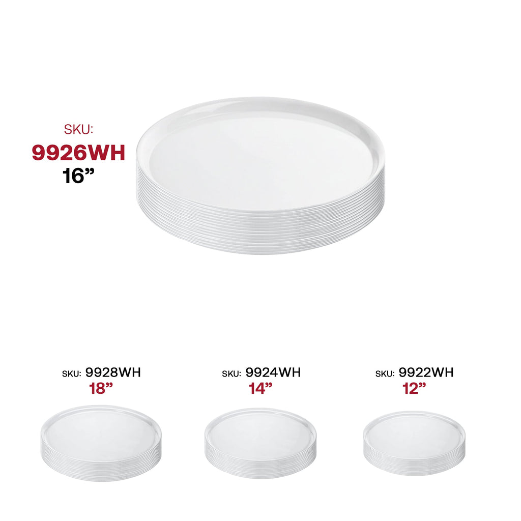 16" White Round Plastic Trays