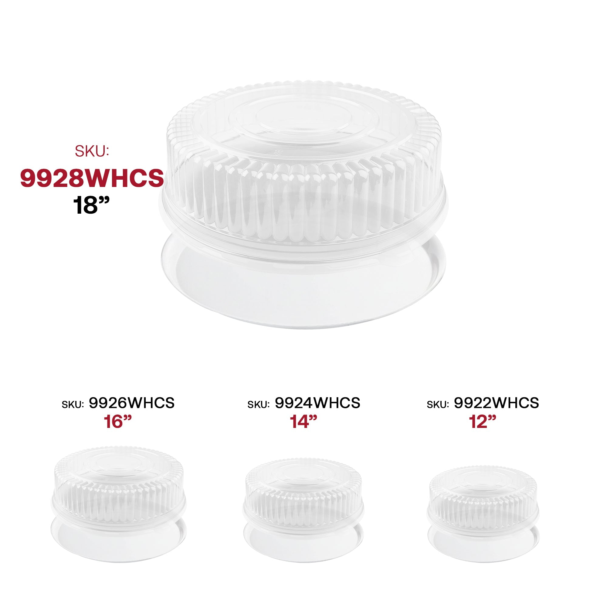 18" White Round Plastic Trays with Lids