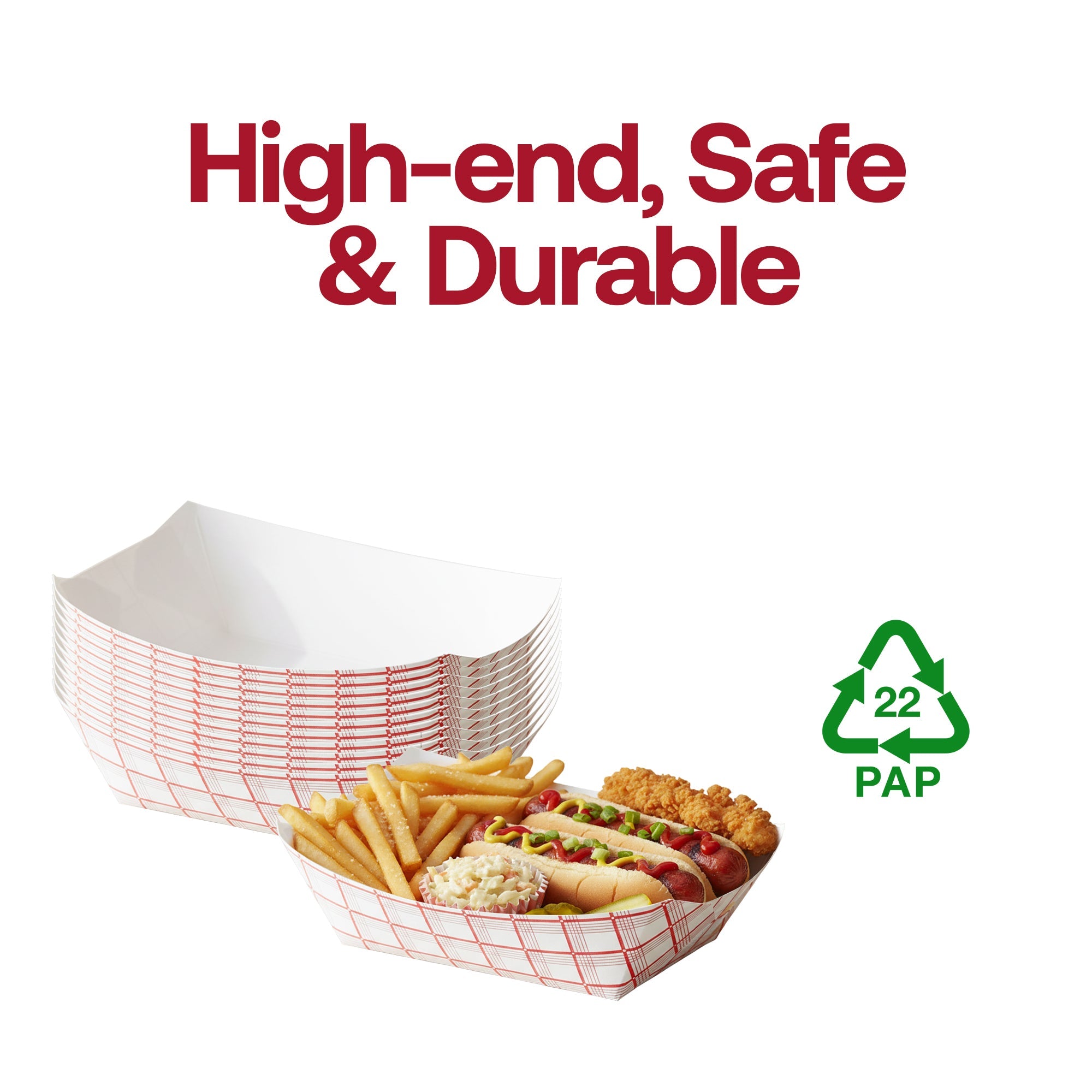3 lb Red Plaid Paper Food Trays