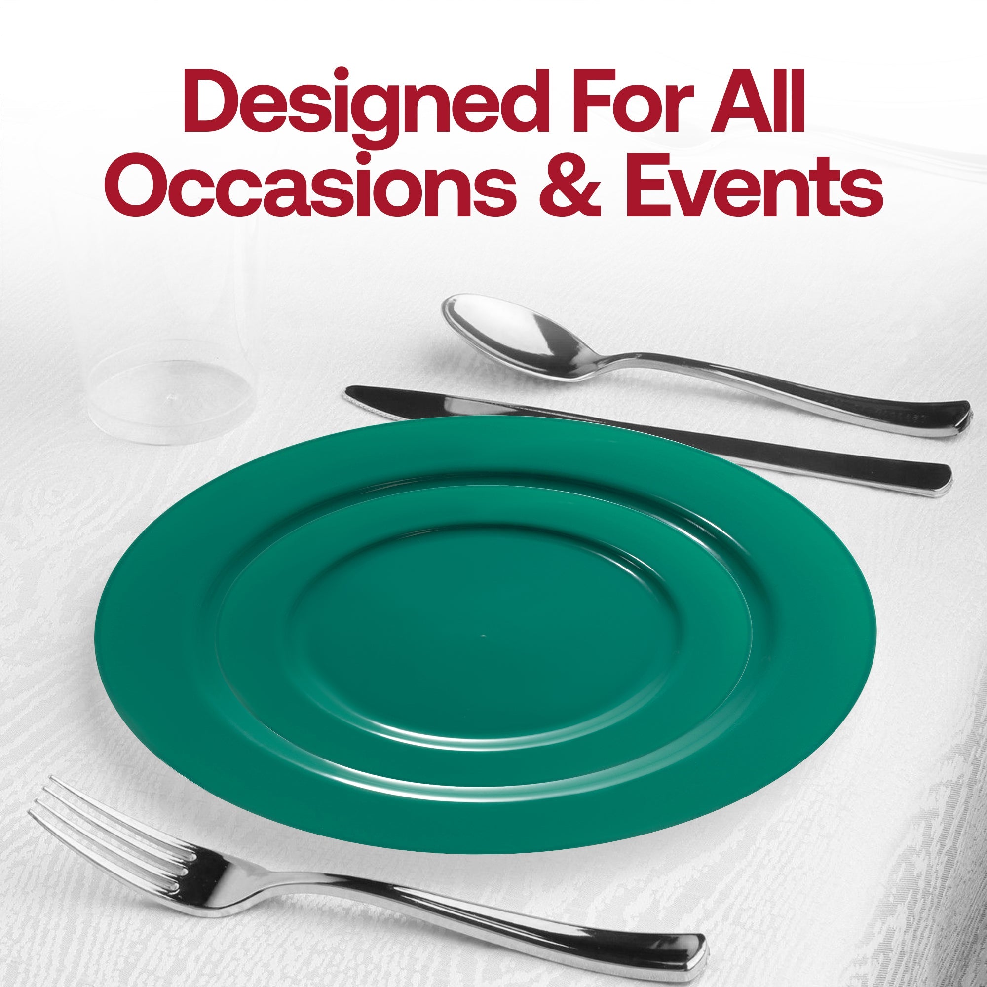 Solid Green Holiday Round Disposable Plastic Dinnerware Value Set