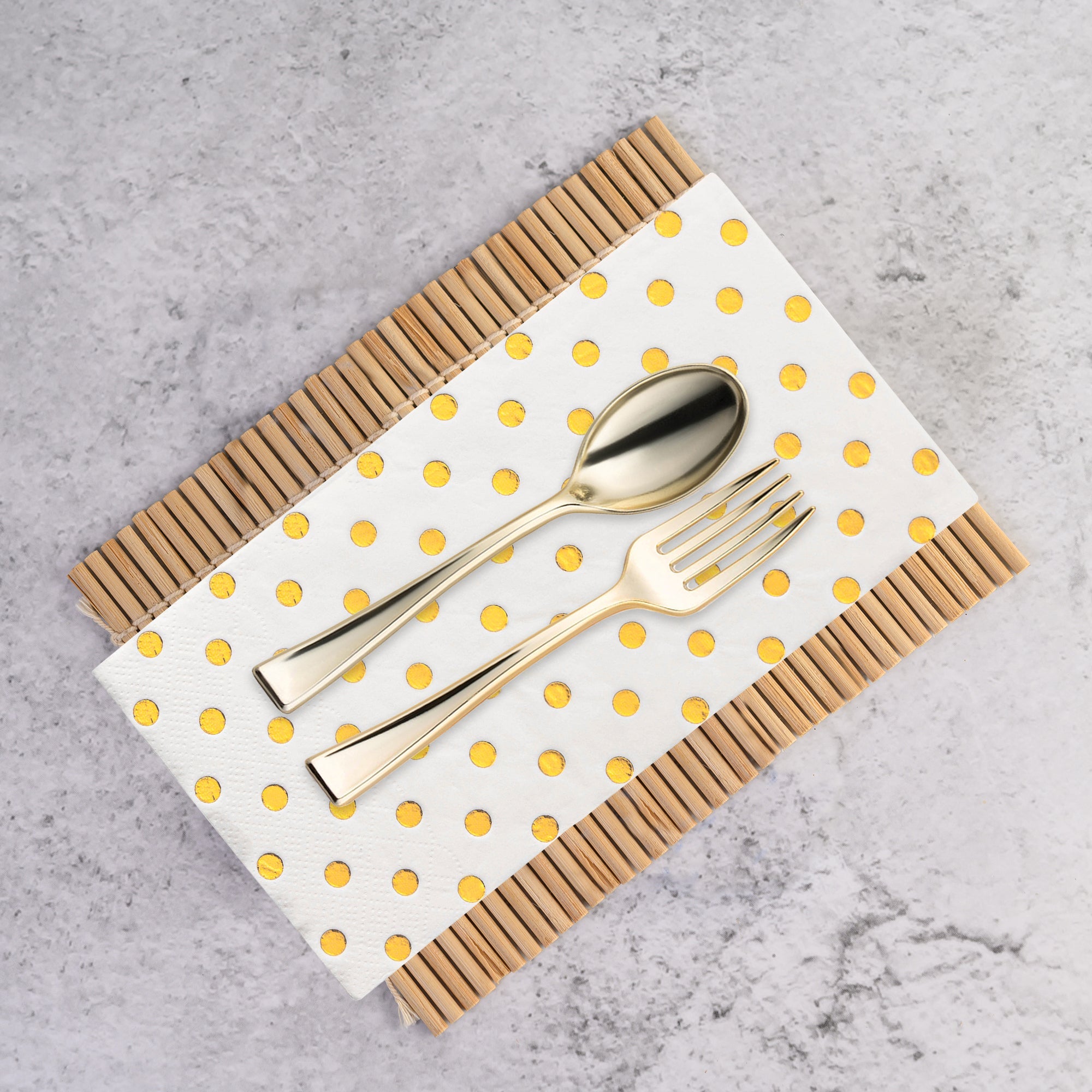 White with Gold Dots Paper Dinner Napkins
