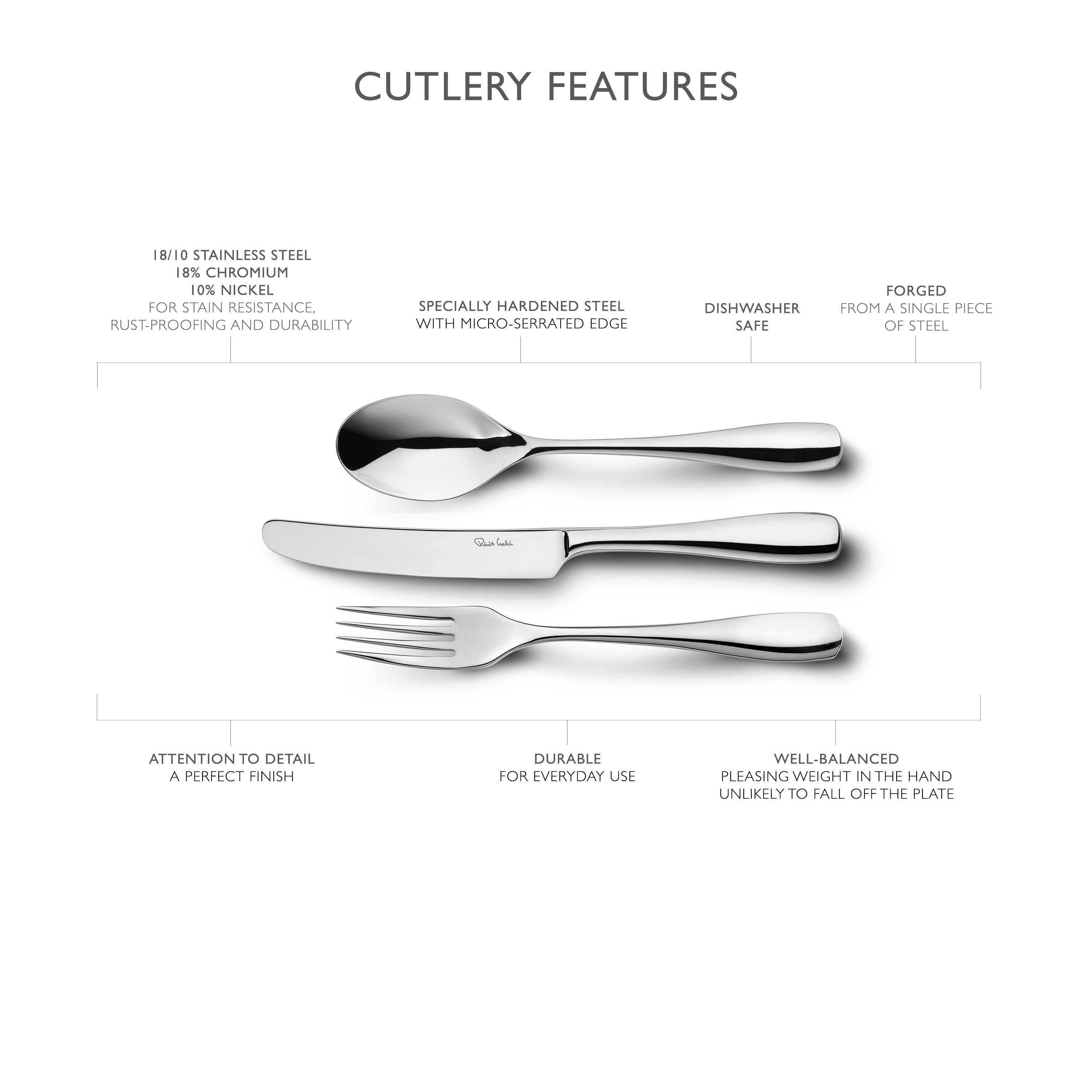 Warwick Bright Cutlery Place Setting, 7 Piece