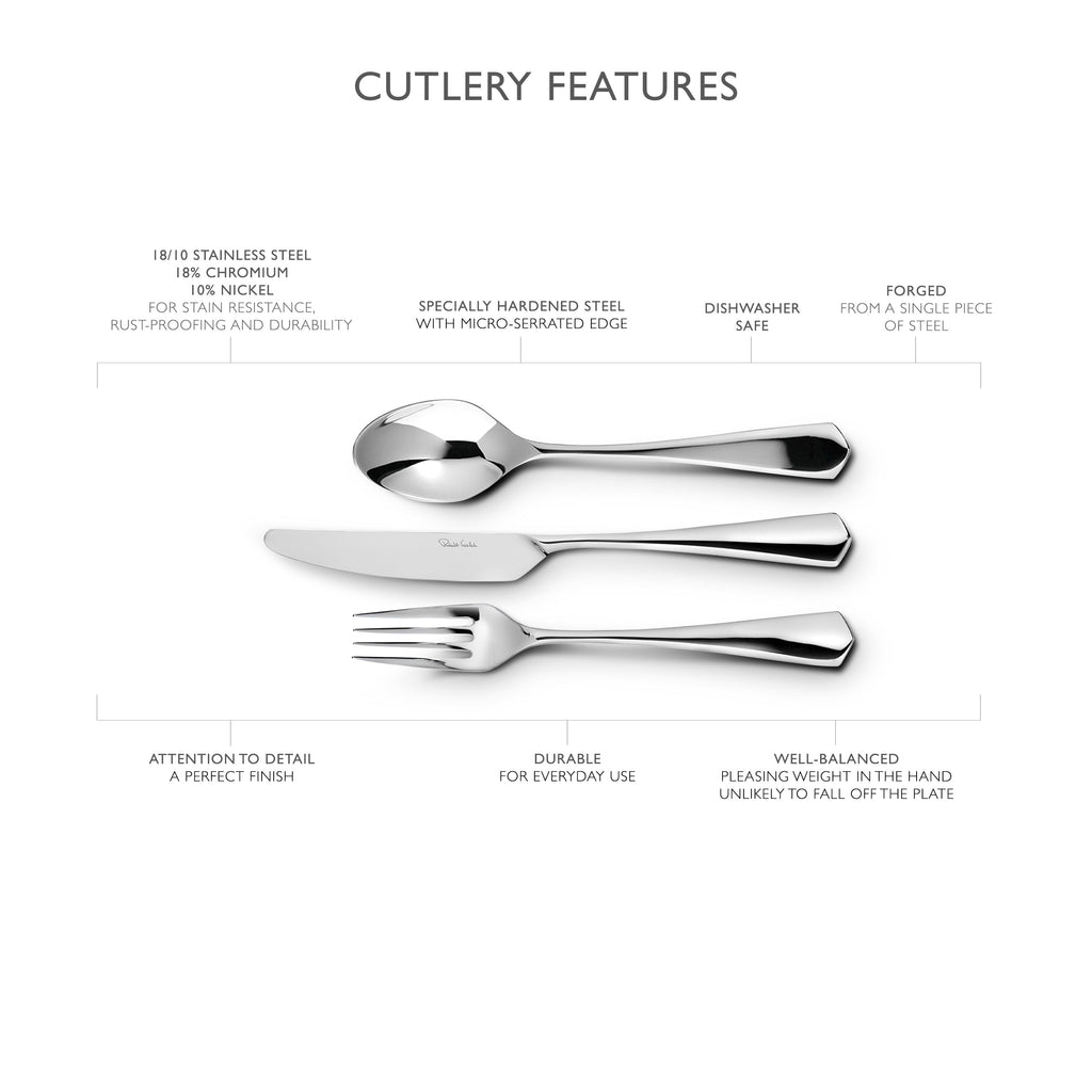 Westbury Bright Cutlery Set, 96 Piece for 12 People - 12 Free Steak Knives