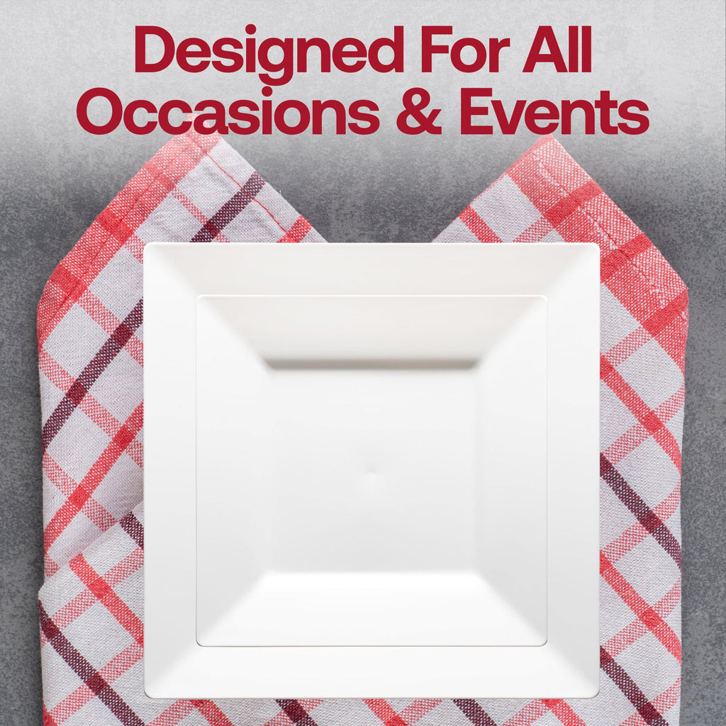 White Square Disposable Plastic Wedding Set
