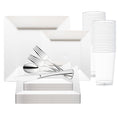White Square Disposable Plastic Wedding Set