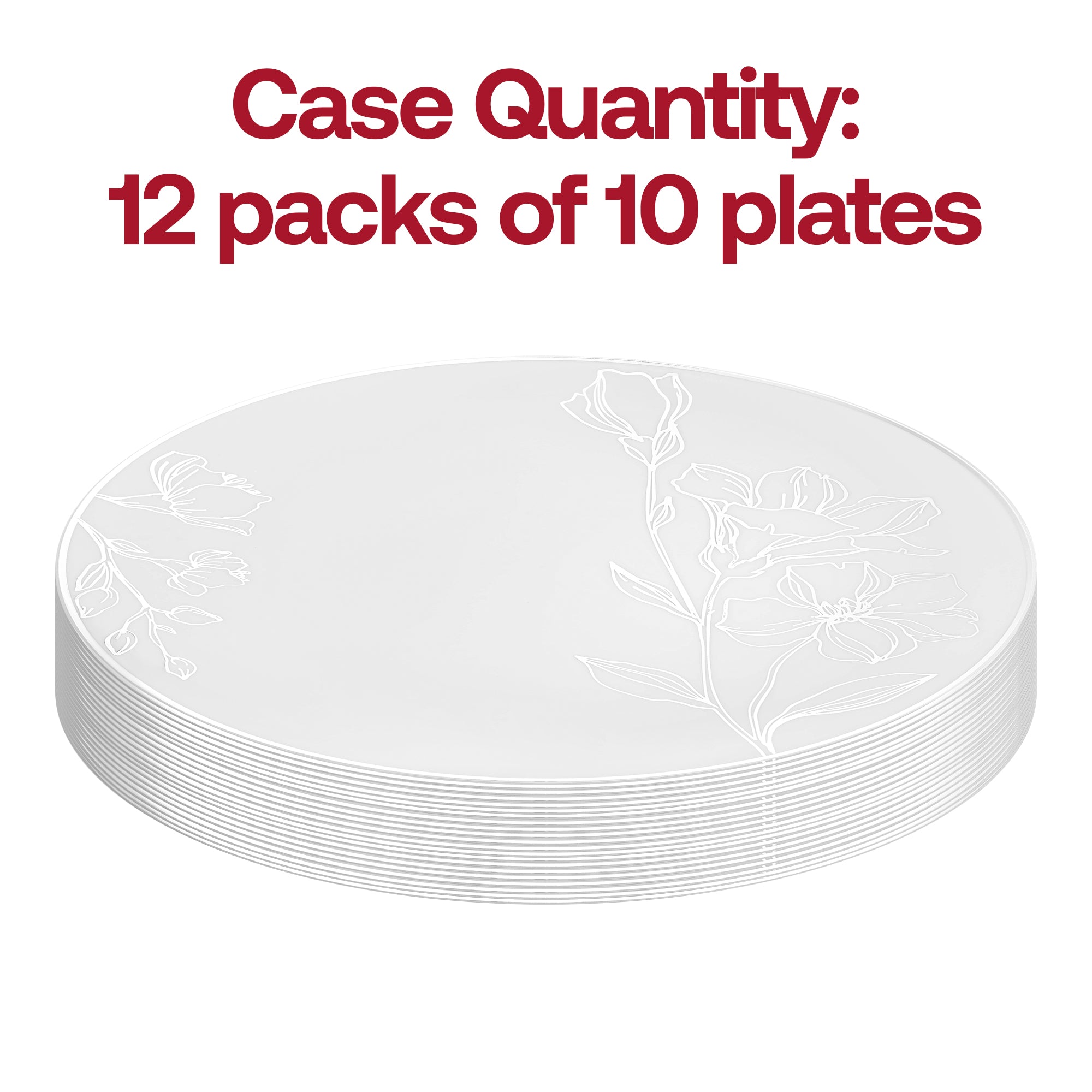 White with Silver Antique Floral Round Disposable Plastic Appetizer/Salad Plates (7.5")