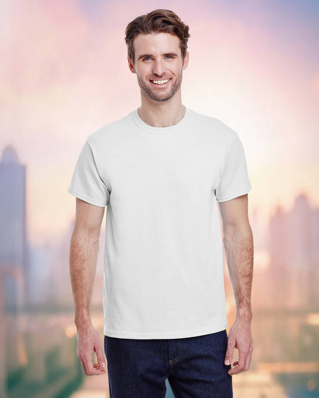 DTG - Gildan G5000 T-Shirt - White - ADULT Sizes Front and Back Print [F/B]