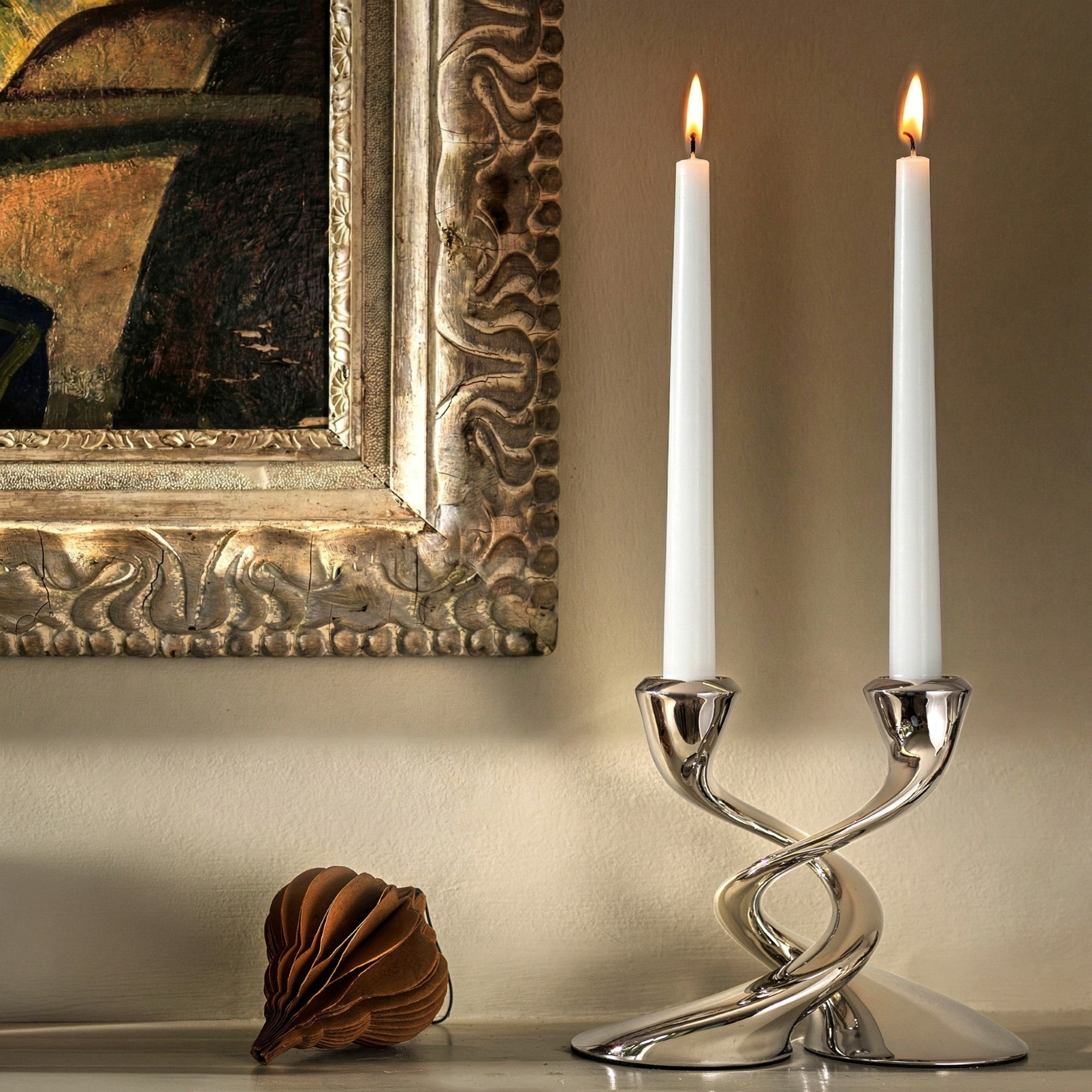 White Venetian Candle 25cm