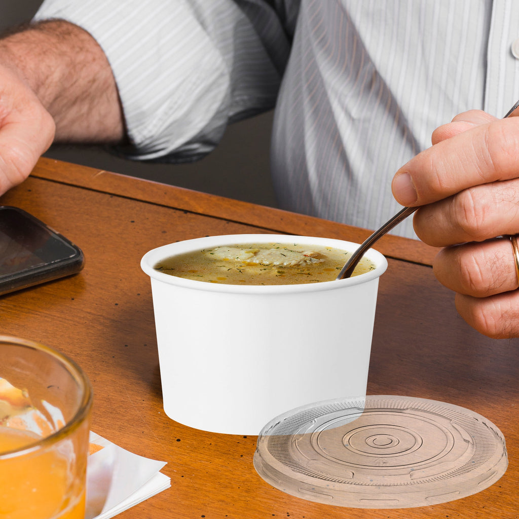 6 oz Squat Paper Soup Cups with Lids