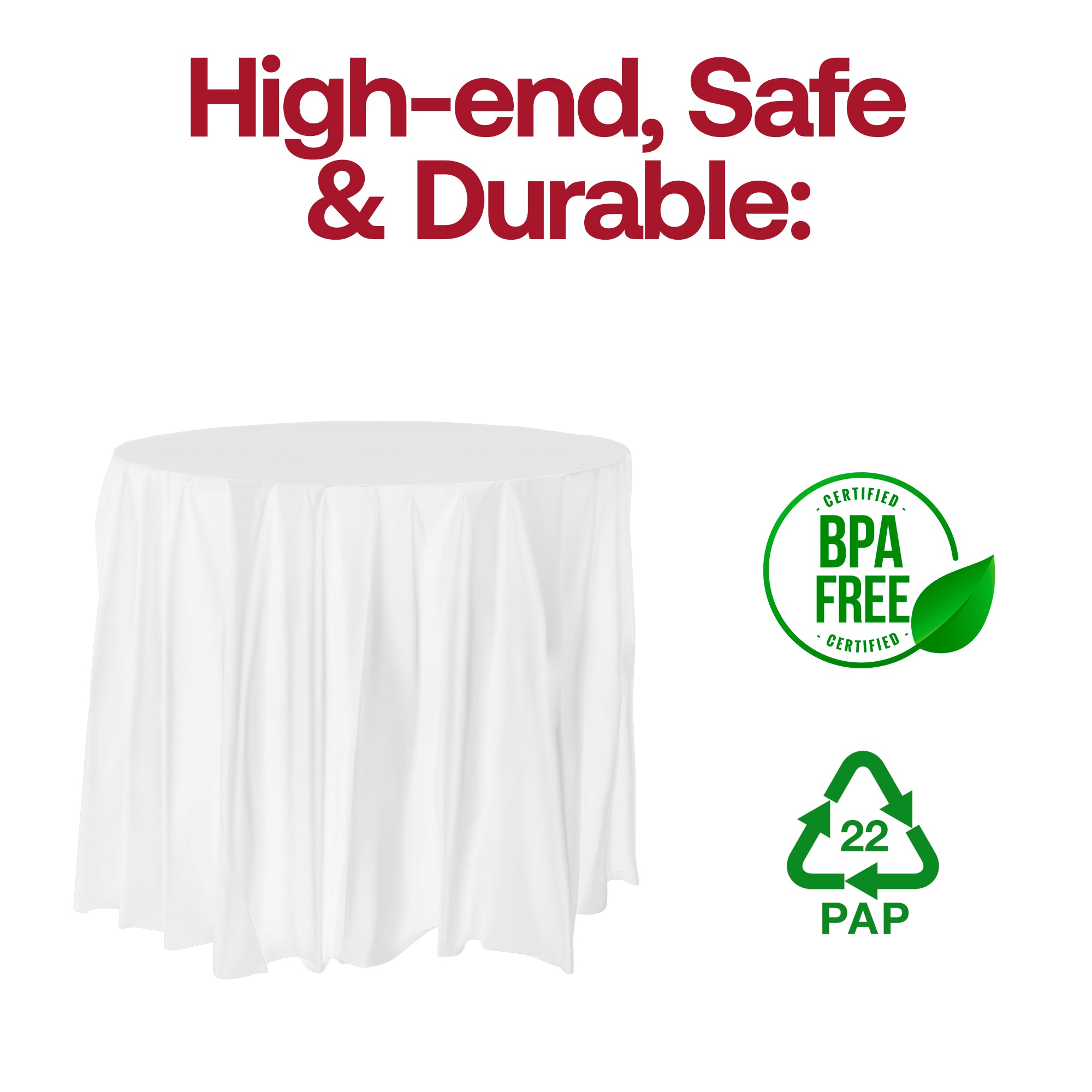 White Round Disposable Plastic Tablecloths (84")