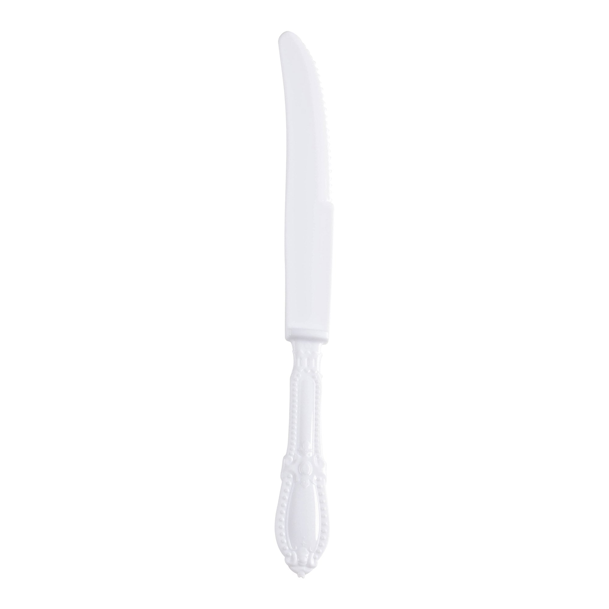 White Baroque Disposable Plastic Dinner Knives