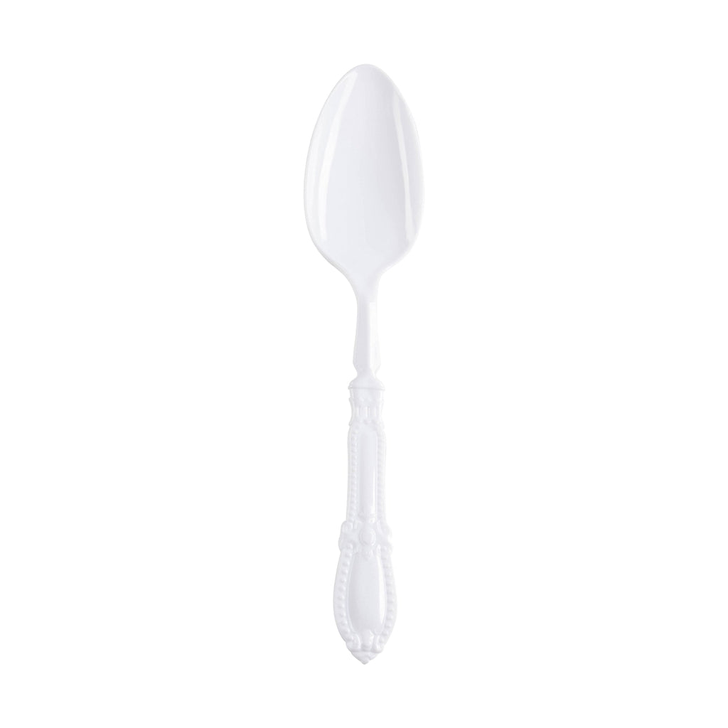 White Baroque Disposable Plastic Dinner Spoons