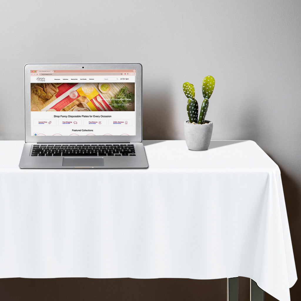 White Rectangular Linen-Like Tablecloths (50" x 108")