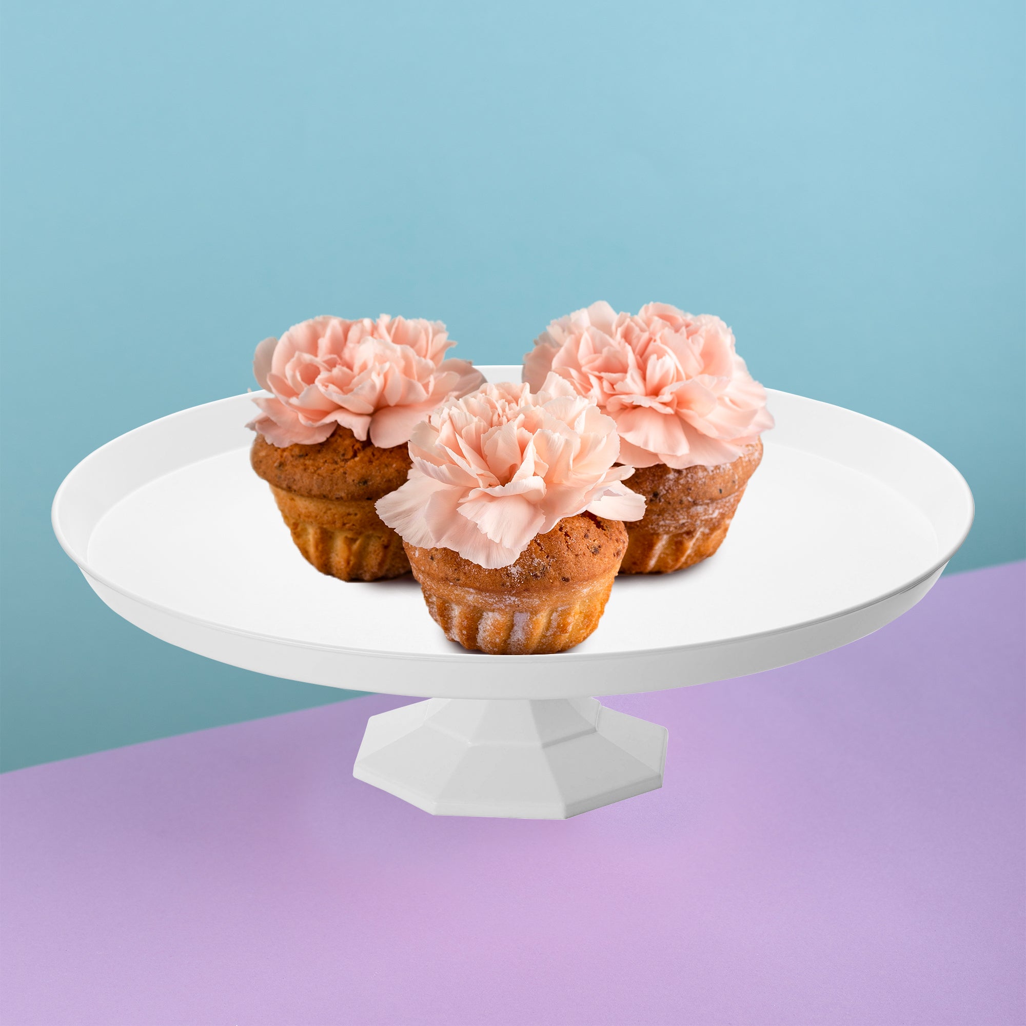 10.5" White Small Round Plastic Cake Stands