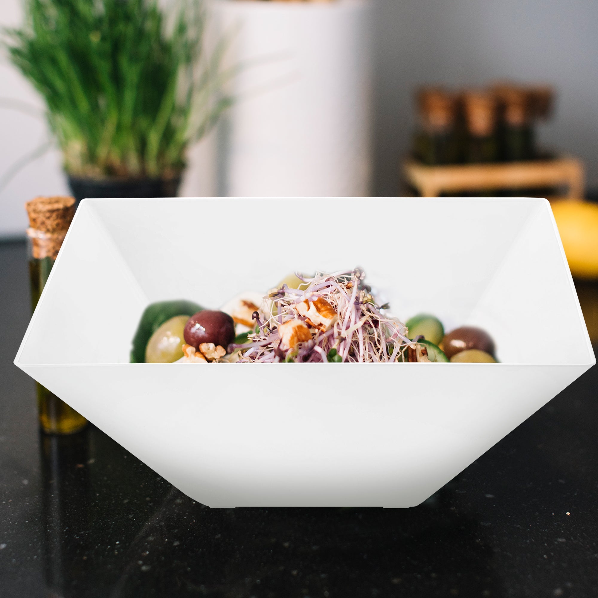 White Square Plastic Serving Bowls (3 qt.)