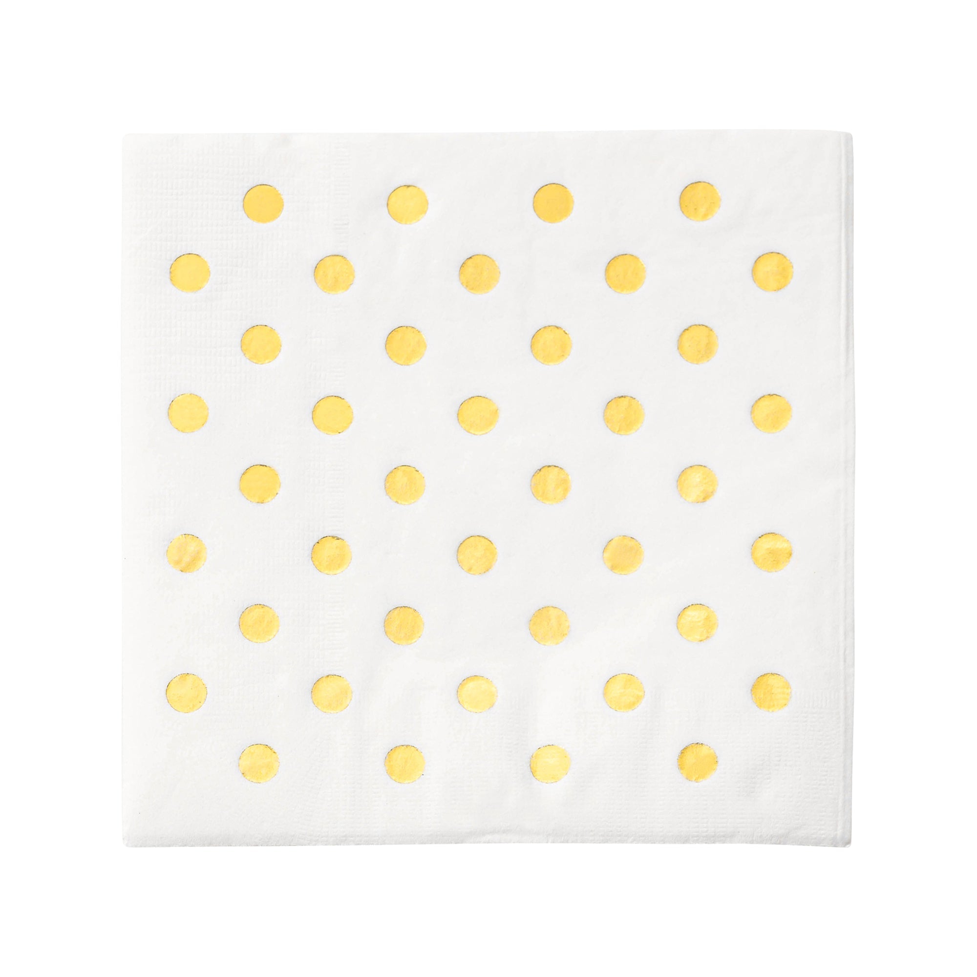 White with Gold Dots Paper Beverage/Cocktail Napkins