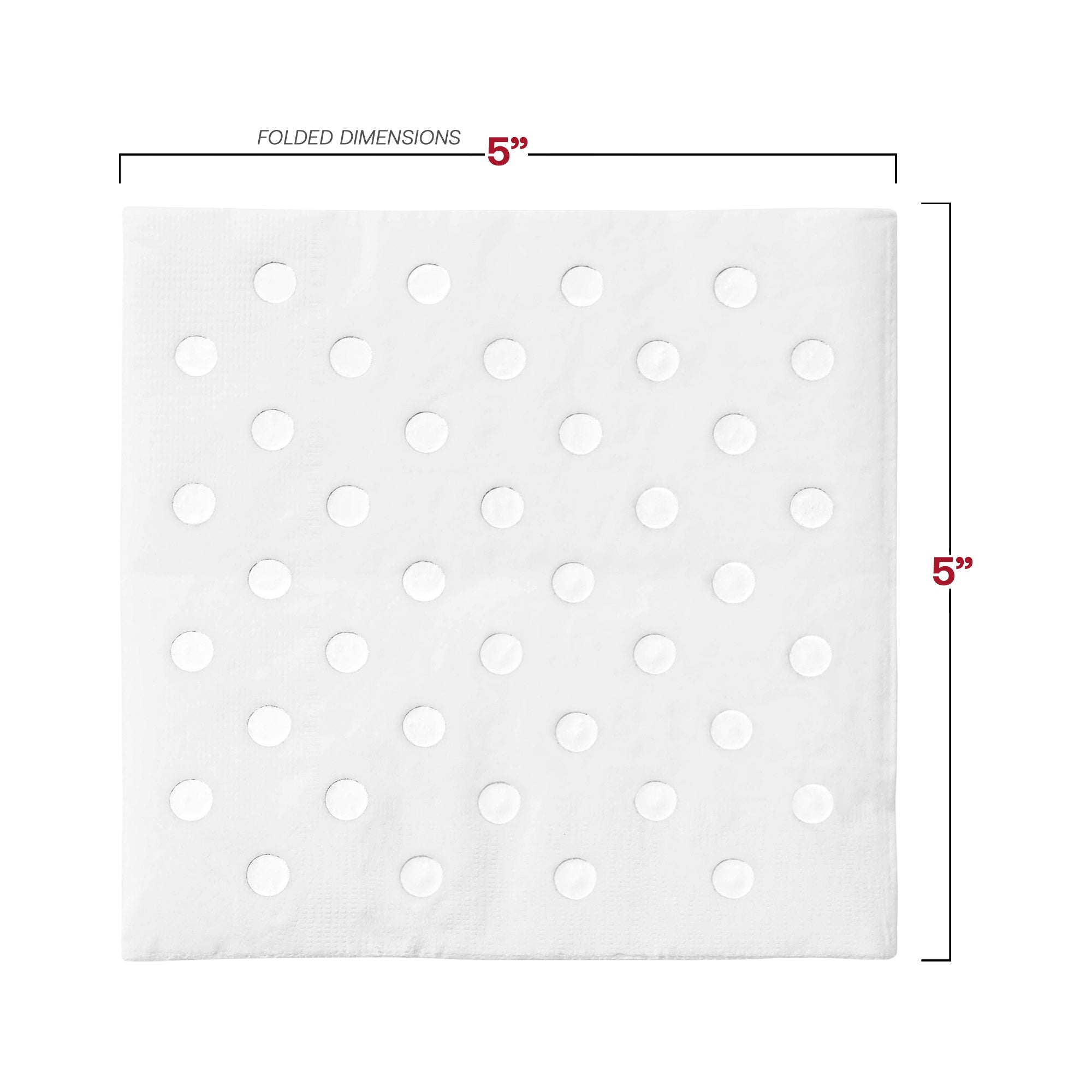 White with Silver Dots Paper Beverage/Cocktail Napkins