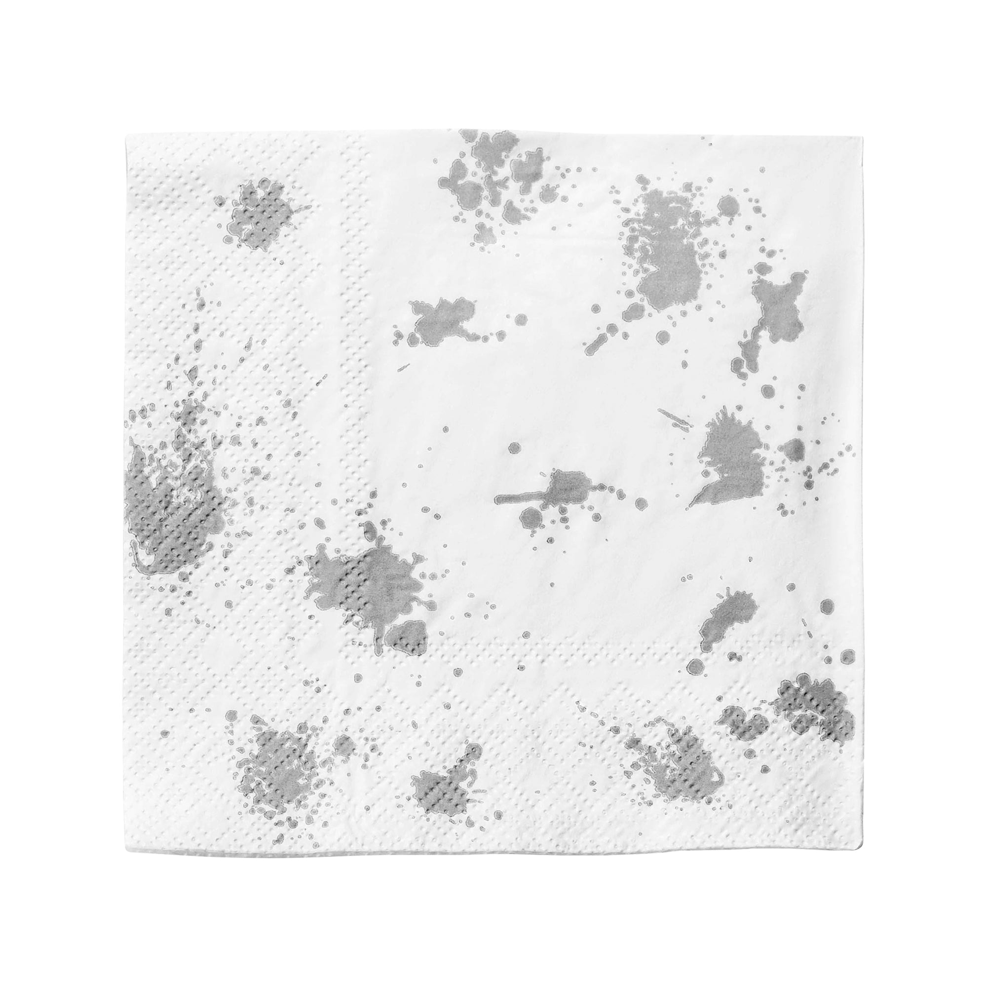 White with Silver Paint Splatter Paper Beverage/Cocktail Napkins
