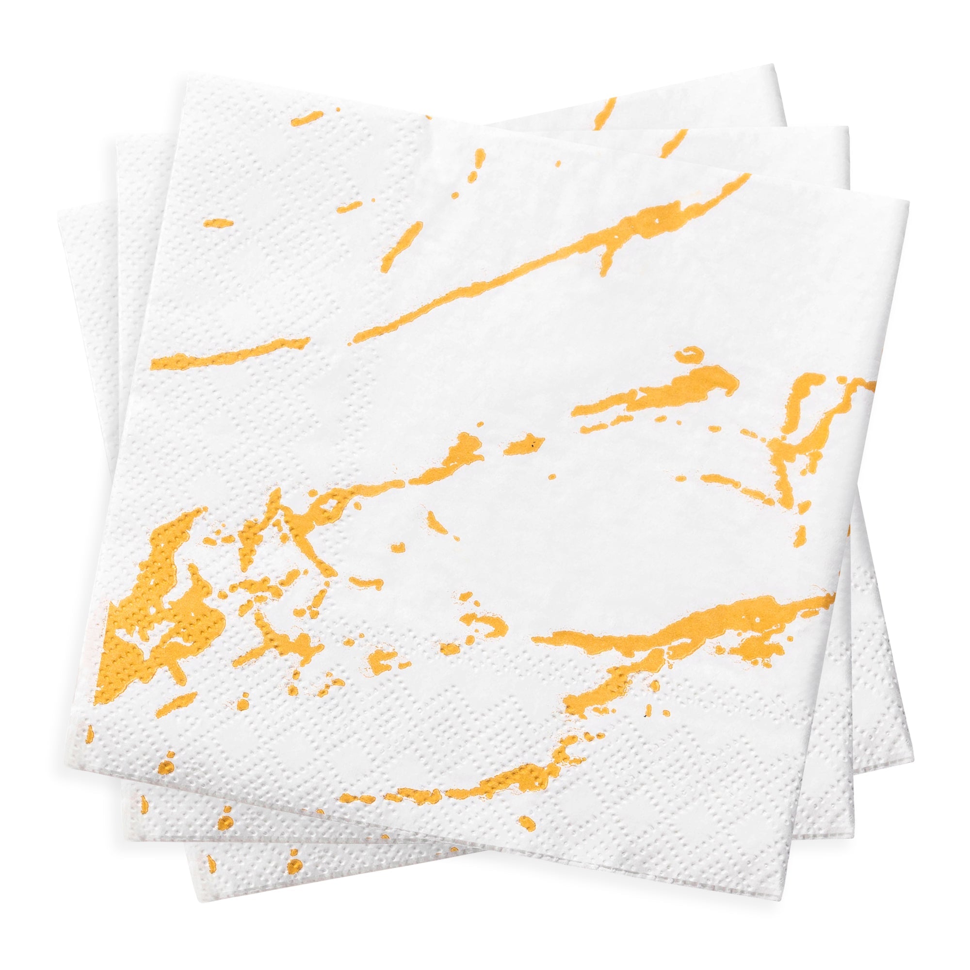 White with Gold Marble Paper Beverage/Cocktail Napkins