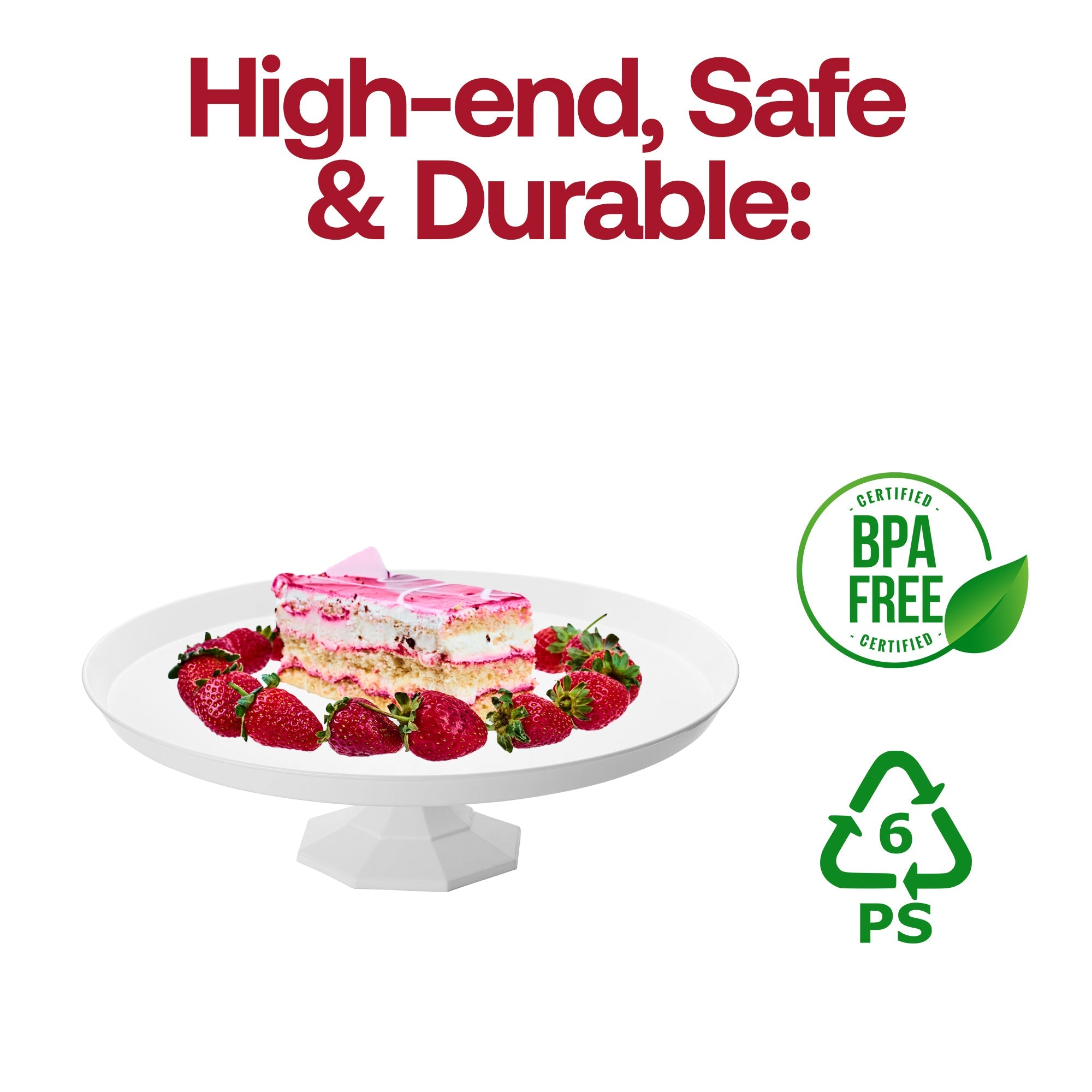 11.6" White Medium Round Plastic Cake Stands