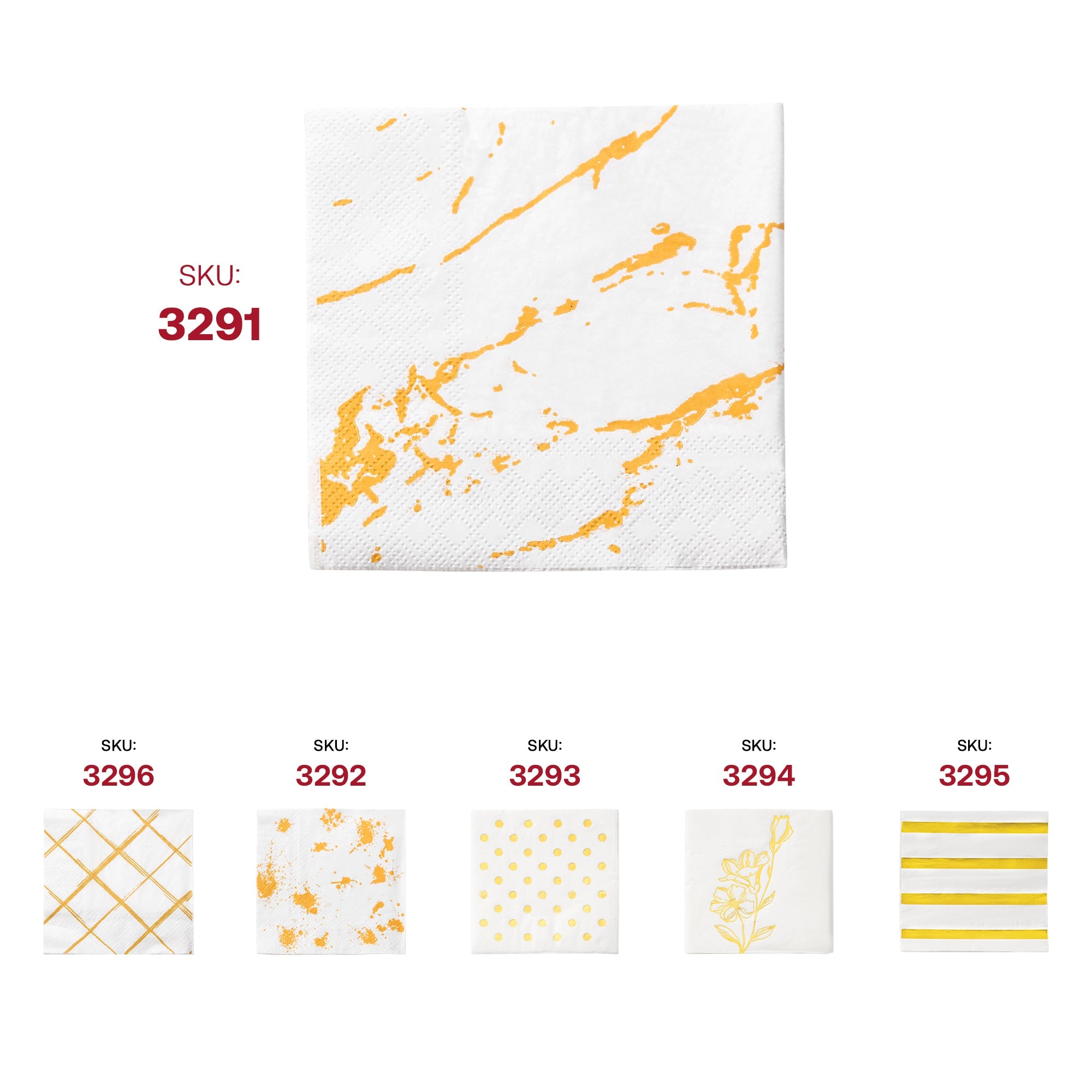 White with Gold Marble Paper Beverage/Cocktail Napkins